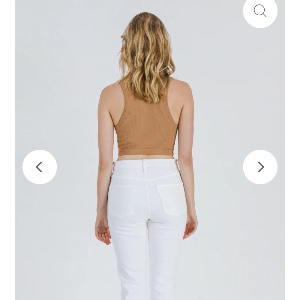 Mod Ref, Tan Ribbed Crop Top - Picture 2 of 4